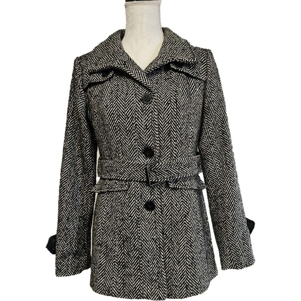 Nicole Miller Black and White Pea Coat